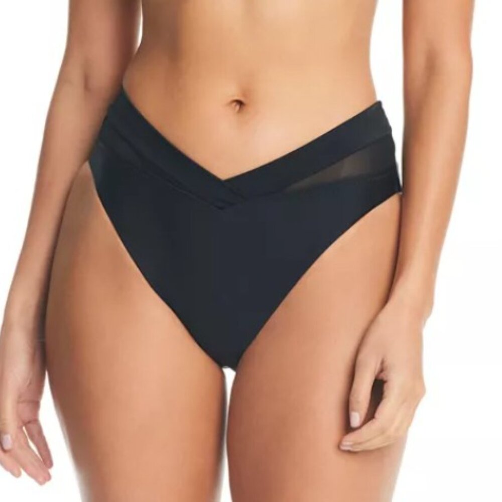 Bar III Bikini Bottoms Women's Size M Mesh Panel  V-Waist Swim Suit Bottoms NWOT